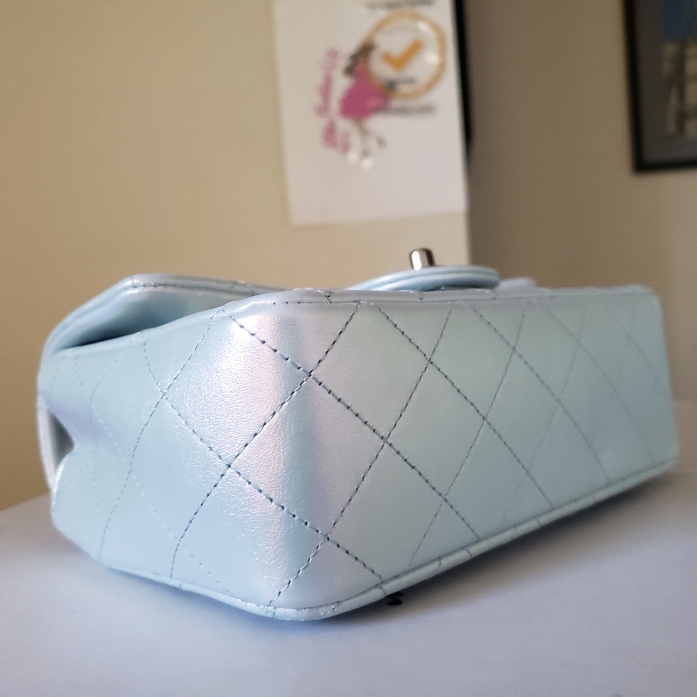 Chanel classic mini irridescent blue calfskin bag - Picture 10 of 16